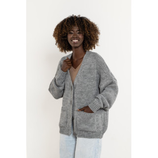 Női szürke gyapjú kardigán
