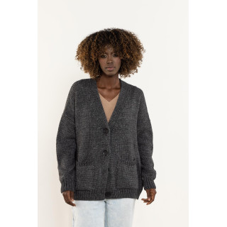 Sötét szürke gyapjú női kardigán