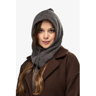 Női meleg, sötétbézs színű símaszk húzózsinórral