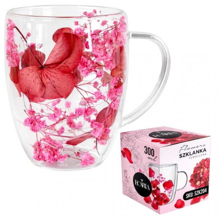 Termoszpohár rózsaszín virágokkal belül - 300 ml