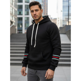 Férfi fekete kapucnis pulóver BX5940