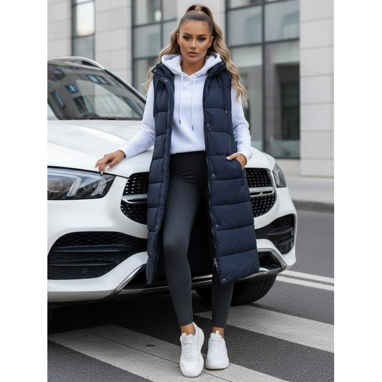 Hosszú, sötétkék női mellény TY5252