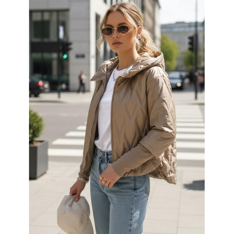 Bézs színű, steppelt női kabát TY5561