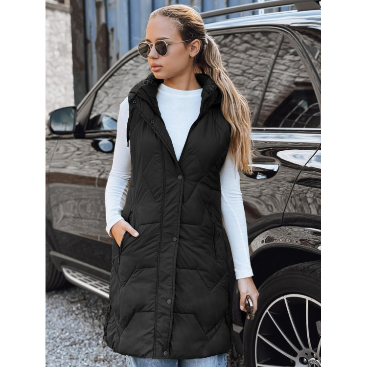 Hosszú fekete női mellény TY5269