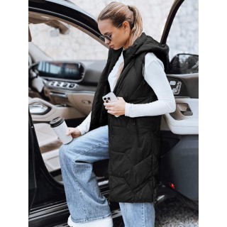 Hosszú fekete női mellény TY5269