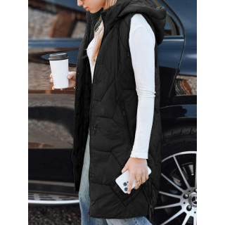 Hosszú fekete női mellény TY5269