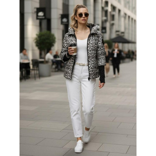 Fehér leopárdmintás női kabát TY5548