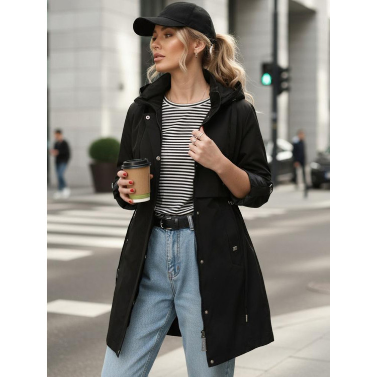 Átmeneti fekete női parka TY5556