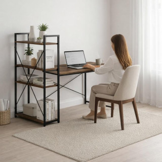 Barna színű, polcos galériaasztal