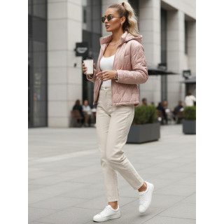 Világos rózsaszín steppelt női kabát TY5532