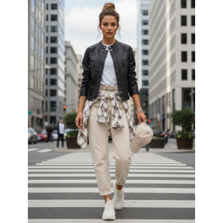 Fekete női bőrdzseki TY5539