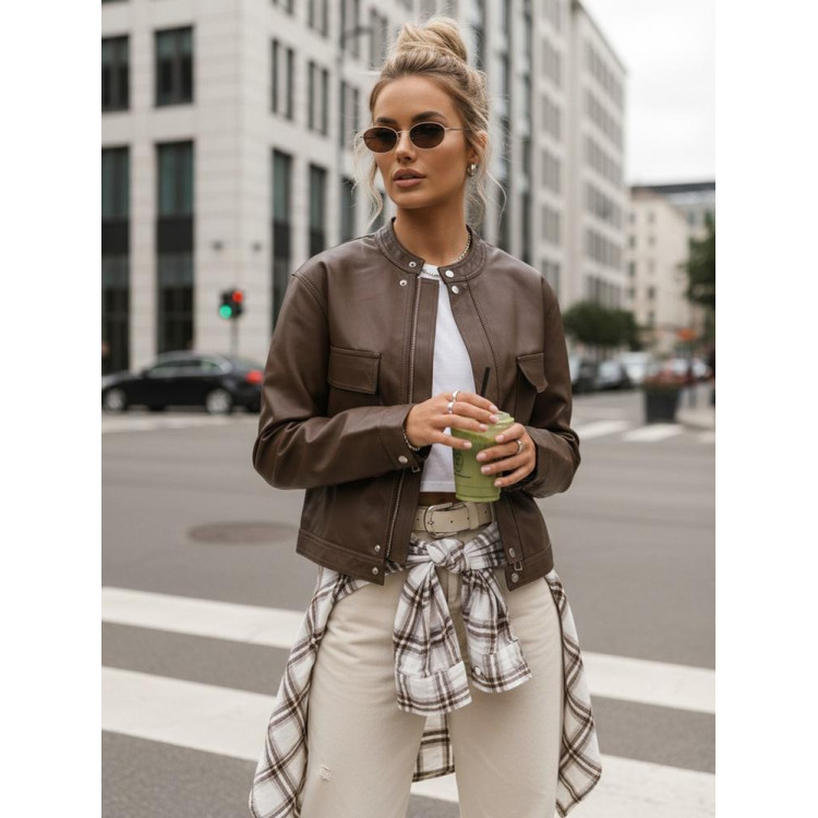 Női barna bőrkabát TY5540