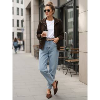 Csokoládé színű velúr női kabát TY5571