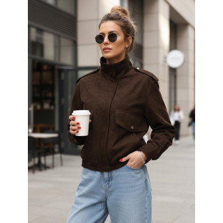 Csokoládé színű velúr női kabát TY5571