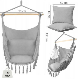 Függőleges szürke brazil szék párnákkal