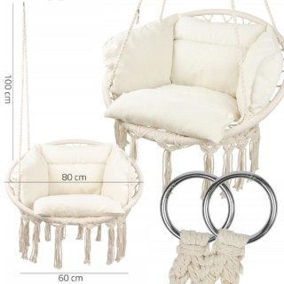 Bézs színű függőszék párnával