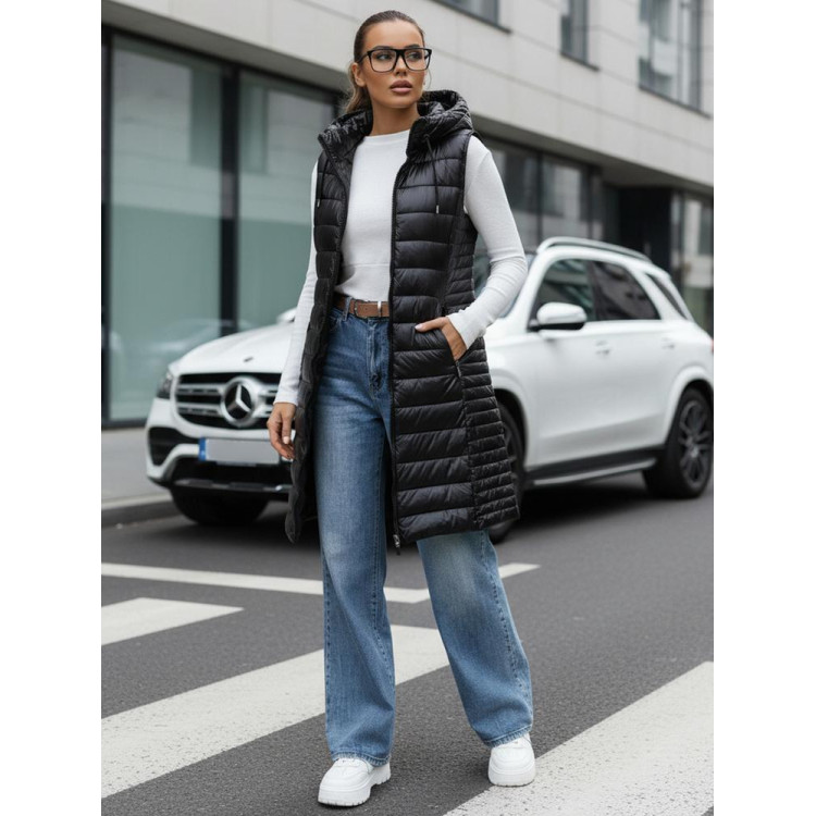 Fekete steppelt női mellény TY5255