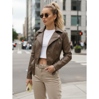 Világosbarna női bőrdzseki TY5536