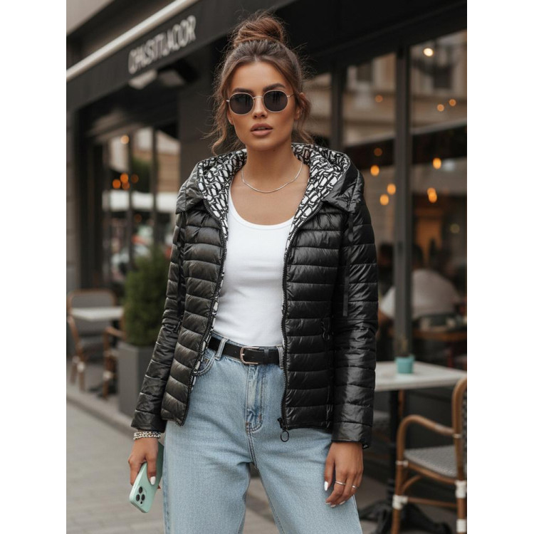 Női megfordítható fekete kabát TY4506