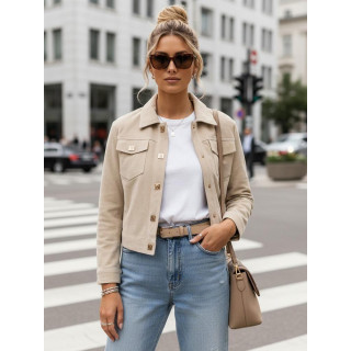 Bézs színű velúr női kabát TY5574