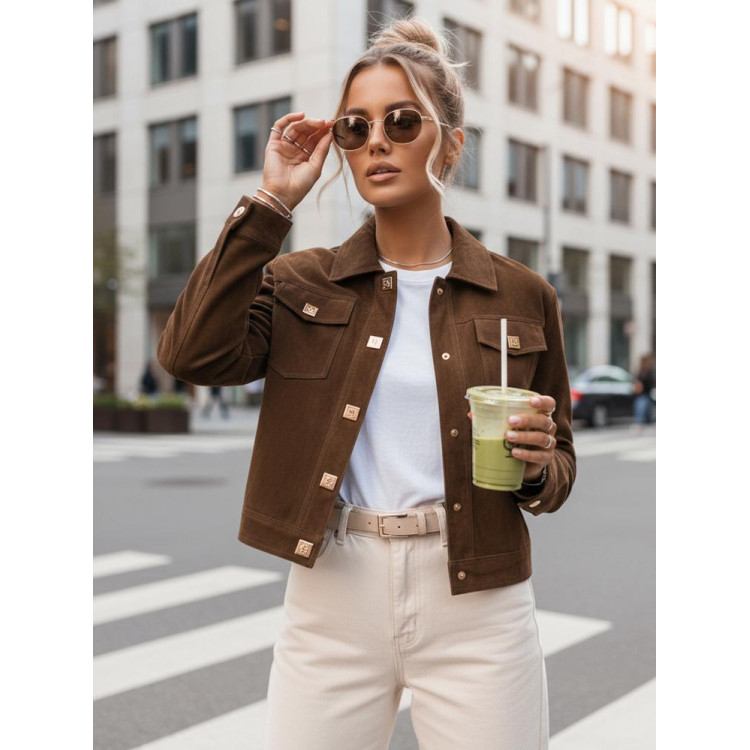 Barna velúr női kabát TY5581