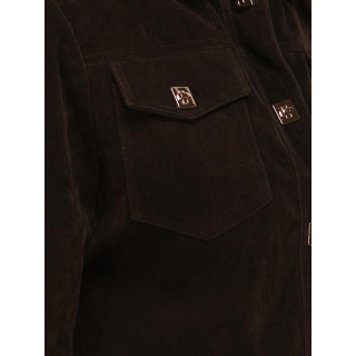 Női sötétbarna velúr kabát TY5583