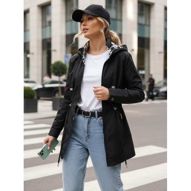 Női fekete parka kapucnival TY5570