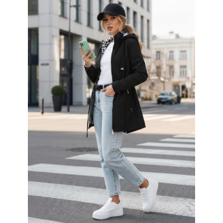 Női fekete parka kapucnival TY5570