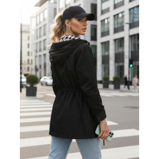 Női fekete parka kapucnival TY5570