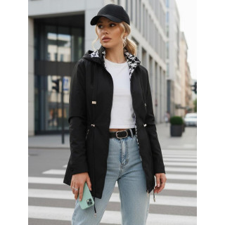 Női fekete parka kapucnival TY5570