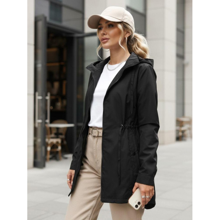 Fekete női parka kapucnival TY5569