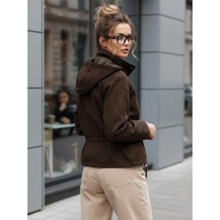 Női velúr kabát csokoládé színben TY5576