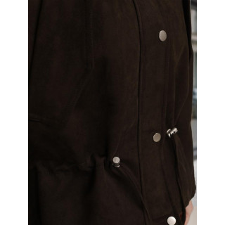 Női velúr kabát csokoládé színben TY5576