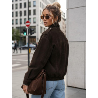Csokoládé színű velúr bomberdzseki TY5577
