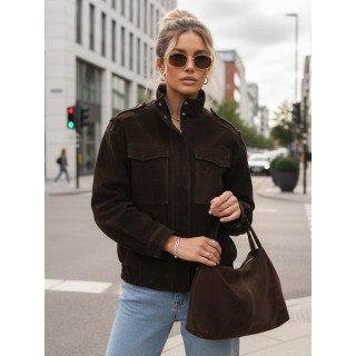 Csokoládé színű velúr bomberdzseki TY5577