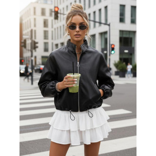 Fekete női bőr bomberdzseki TY5595