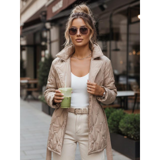 Női bézs színű átmeneti kabát övvel TY5589