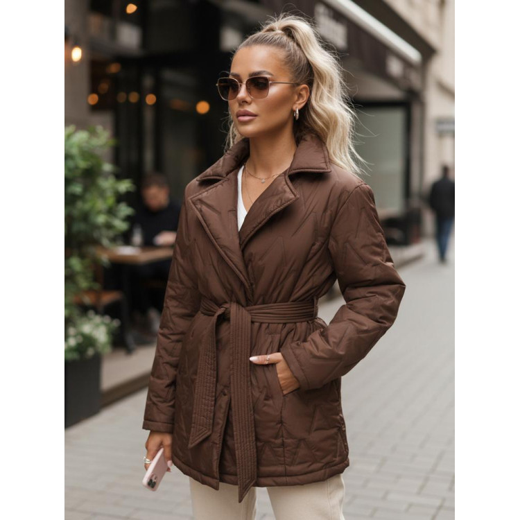 Barna női átmeneti kabát övvel TY5586