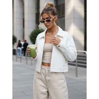 Fehér női cipzáras farmerdzseki TY5599