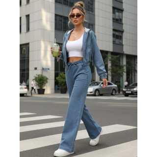 Női kék farmerdzseki kapucnival TY5603