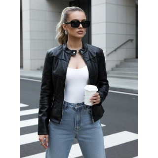 Női bőrkabát állógallérral TY5455