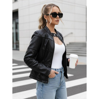 Női bőrkabát állógallérral TY5455