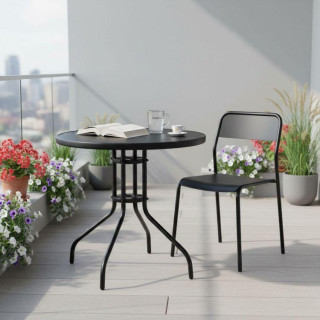 Kerek fekete kerti asztal - 80 cm