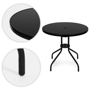 Kerek fekete kerti asztal - 80 cm