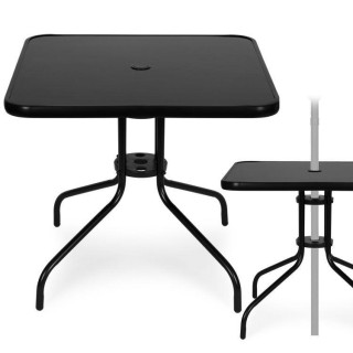 Fekete négyzet alakú kerti asztal - 80 cm