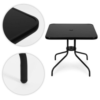 Fekete négyzet alakú kerti asztal - 80 cm