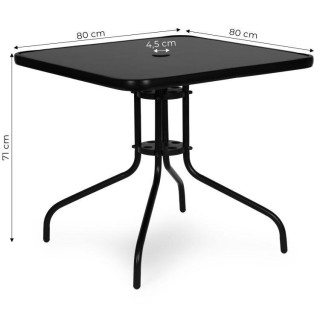 Fekete négyzet alakú kerti asztal - 80 cm