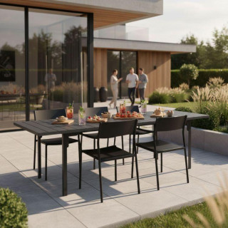 Kihúzható szürke kerti asztal 180-240 cm - 12 ülőhely