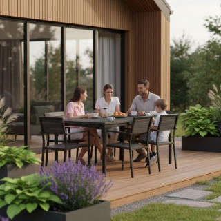 Kihúzható szürke kerti asztal 180-240 cm - 12 ülőhely