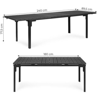 Kihúzható szürke kerti asztal 180-240 cm - 12 ülőhely